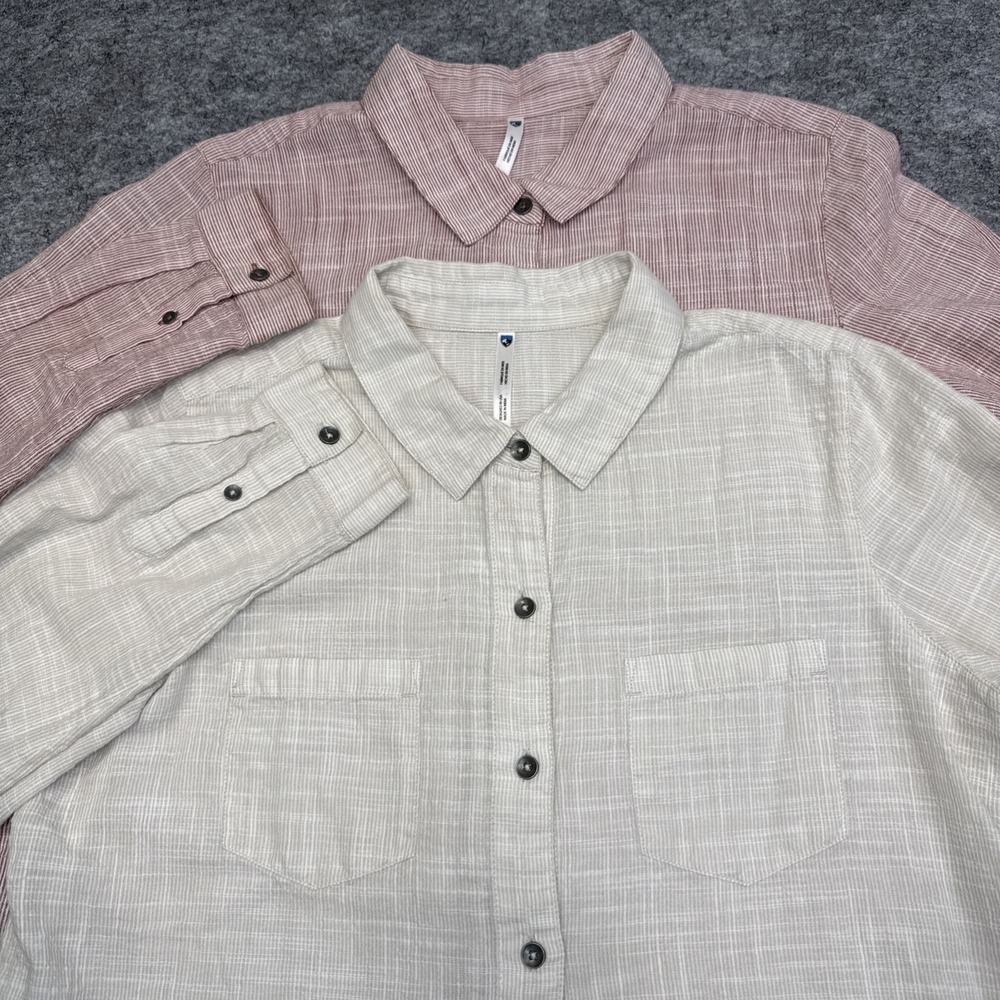 Kuhl Adele shirts women's small cream red striped organic cotton LOT BUNDLE 8057